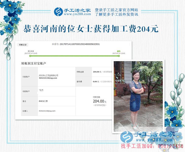 無怨無悔的付出，河南家庭主婦位女士的兼職手工賺錢貼補家用(圖1)